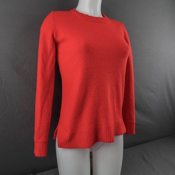 J Crew Womens Sweater XS Red Minimalist Slub Cozy Oversize Y2K Softgirl Preppy - Picture 2 of 10